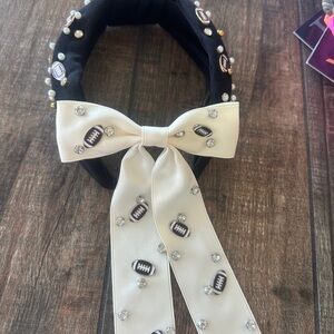 Fun headband and hair bow with bling and footballs